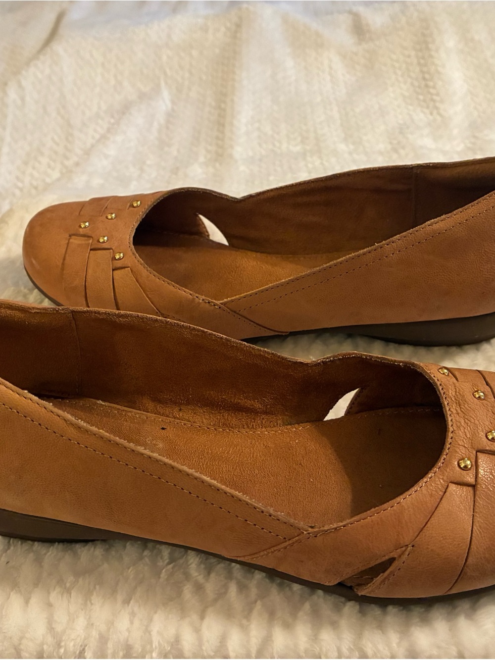 Naturalizer N5 Comfort Tan Cognac Leather Ballet Flats 7.5 Classic Vintage Y2K - Picture 2 of 8